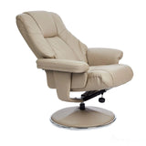 The Denver Swivel Recliner Chair & Footstool - Genuine Leather - Pebble Morris Living