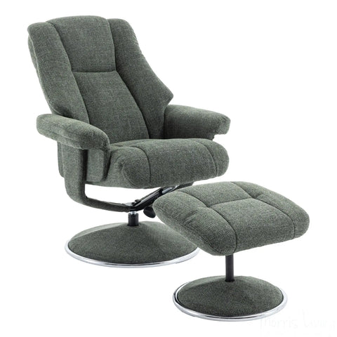The Denver - Swivel Recliner Chair & Matching Footstool in Cha Cha Fern Fabric Morris Living - image 3