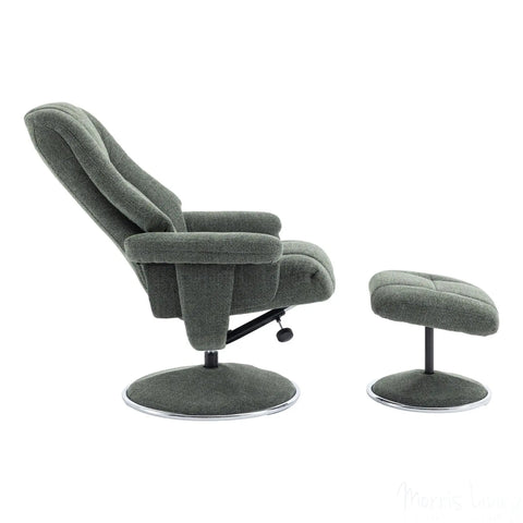 The Denver - Swivel Recliner Chair & Matching Footstool in Cha Cha Fern Fabric Morris Living - image 6
