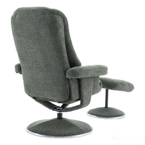 The Denver - Swivel Recliner Chair & Matching Footstool in Cha Cha Fern Fabric Morris Living - image 9