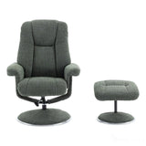 The Denver - Swivel Recliner Chair & Matching Footstool in Cha Cha Fern Fabric - Refurbished Morris Living
