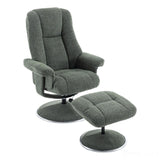 The Denver - Swivel Recliner Chair & Matching Footstool in Cha Cha Fern Fabric - Refurbished Morris Living