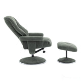 The Denver - Swivel Recliner Chair & Matching Footstool in Cha Cha Fern Fabric - Refurbished Morris Living