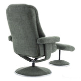 The Denver - Swivel Recliner Chair & Matching Footstool in Cha Cha Fern Fabric - Refurbished Morris Living