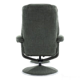 The Denver - Swivel Recliner Chair & Matching Footstool in Cha Cha Fern Fabric - Refurbished Morris Living