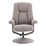 The Denver - Swivel Recliner Chair & Matching Footstool in Cha Cha Oat Fabric Morris Living