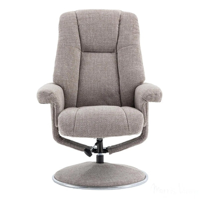 The Denver - Swivel Recliner Chair & Matching Footstool in Cha Cha Oat Fabric Morris Living