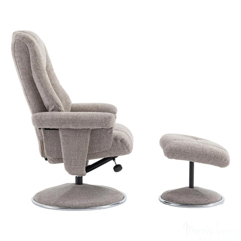 The Denver - Swivel Recliner Chair & Matching Footstool in Cha Cha Oat Fabric Morris Living - image 4