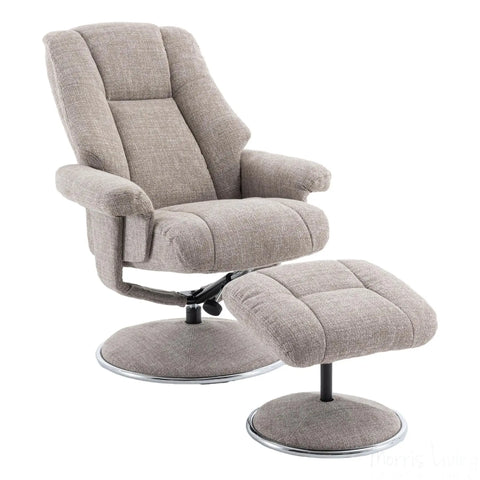 The Denver - Swivel Recliner Chair & Matching Footstool in Cha Cha Oat Fabric Morris Living - image 6