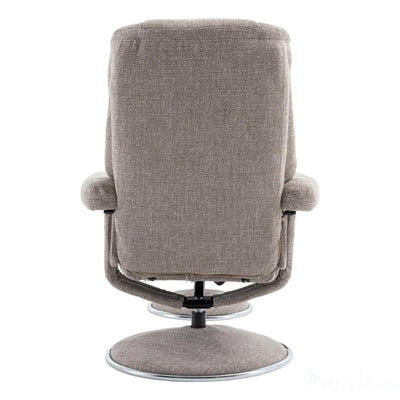 The Denver - Swivel Recliner Chair & Matching Footstool in Cha Cha Oat Fabric Morris Living