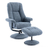 The Denver - Swivel Recliner Chair & Matching Footstool in Cha Cha Ocean Fabric Morris Living