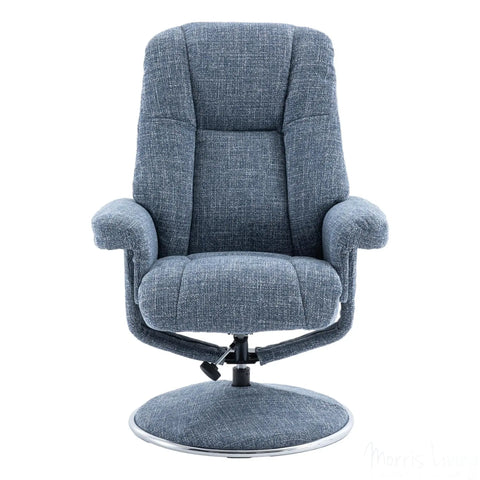 The Denver - Swivel Recliner Chair & Matching Footstool in Cha Cha Ocean Fabric Morris Living - image 4