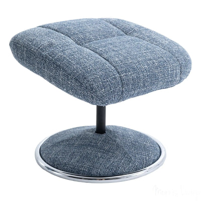 The Denver - Swivel Recliner Chair & Matching Footstool in Cha Cha Ocean Fabric Morris Living