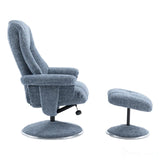 The Denver - Swivel Recliner Chair & Matching Footstool in Cha Cha Ocean Fabric Morris Living