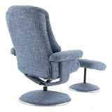 The Denver - Swivel Recliner Chair & Matching Footstool in Cha Cha Ocean Fabric Morris Living
