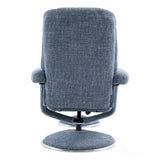 The Denver - Swivel Recliner Chair & Matching Footstool in Cha Cha Ocean Fabric Morris Living