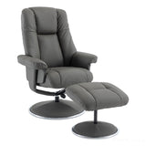 The Denver - Swivel Recliner Chair & Matching Footstool in Cinder Grey Genuine Leather Match Morris Living - thumbnail 1