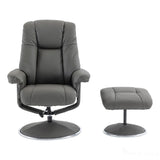 The Denver - Swivel Recliner Chair & Matching Footstool in Cinder Grey Genuine Leather Match Morris Living - thumbnail 2
