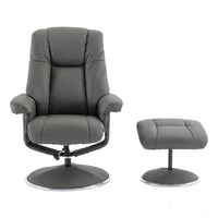 The Denver - Swivel Recliner Chair & Matching Footstool in Cinder Grey Genuine Leather Match Morris Living