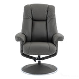 The Denver - Swivel Recliner Chair & Matching Footstool in Cinder Grey Genuine Leather Match Morris Living - thumbnail 3
