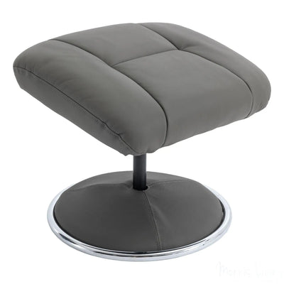 The Denver - Swivel Recliner Chair & Matching Footstool in Cinder Grey Genuine Leather Match Morris Living