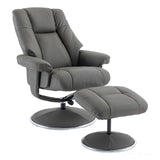 The Denver - Swivel Recliner Chair & Matching Footstool in Cinder Grey Genuine Leather Match Morris Living - thumbnail 5