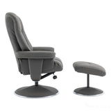 The Denver - Swivel Recliner Chair & Matching Footstool in Cinder Grey Genuine Leather Match Morris Living - thumbnail 6