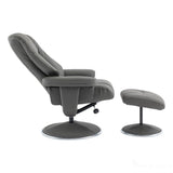 The Denver - Swivel Recliner Chair & Matching Footstool in Cinder Grey Genuine Leather Match Morris Living - thumbnail 7