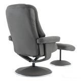 The Denver - Swivel Recliner Chair & Matching Footstool in Cinder Grey Genuine Leather Match Morris Living - thumbnail 8