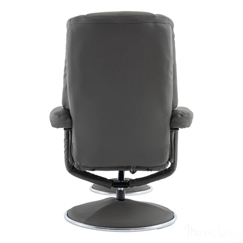 The Denver - Swivel Recliner Chair & Matching Footstool in Cinder Grey Genuine Leather Match Morris Living - image 9