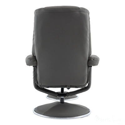 The Denver - Swivel Recliner Chair & Matching Footstool in Cinder Grey Genuine Leather Match Morris Living