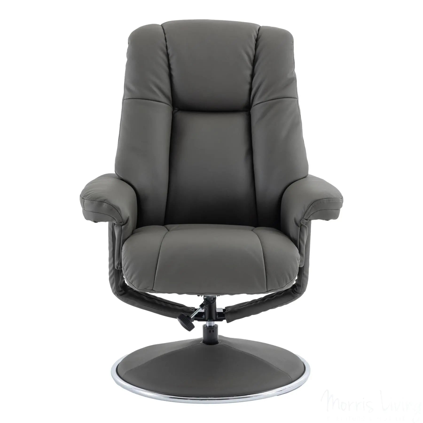The Denver - Swivel Recliner Chair & Matching Footstool in Cinder Grey Genuine Leather Match Morris Living