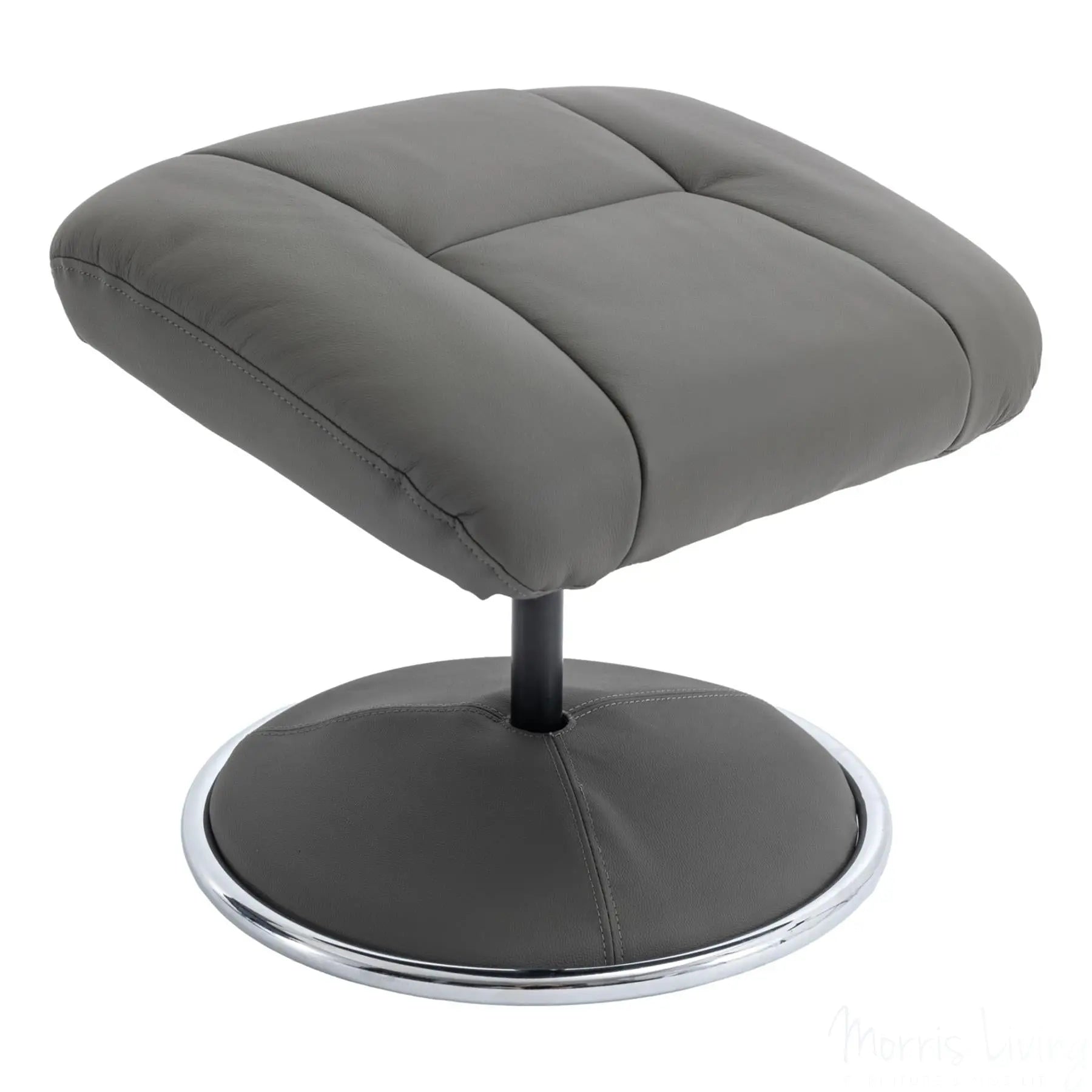 The Denver - Swivel Recliner Chair & Matching Footstool in Cinder Grey Genuine Leather Match Morris Living