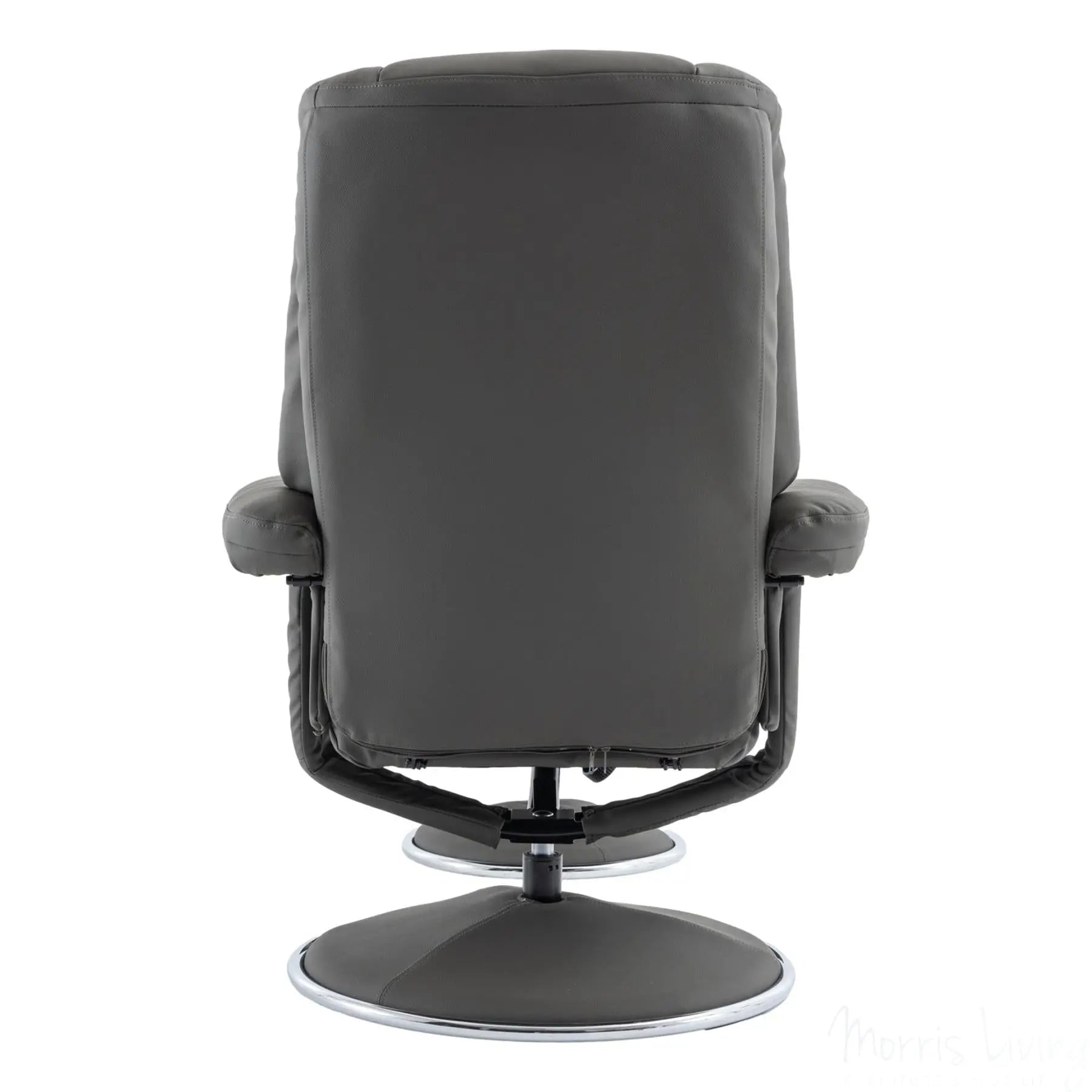 The Denver - Swivel Recliner Chair & Matching Footstool in Cinder Grey Genuine Leather Match Morris Living