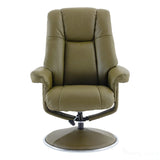 The Denver - Swivel Recliner Chair & Matching Footstool in Olive Green Genuine Leather Match Morris Living - thumbnail 4
