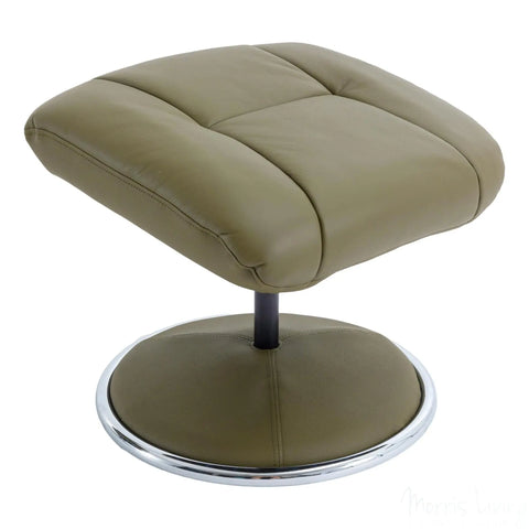 The Denver - Swivel Recliner Chair & Matching Footstool in Olive Green Genuine Leather Match Morris Living - image 5