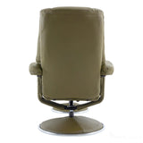 The Denver - Swivel Recliner Chair & Matching Footstool in Olive Green Genuine Leather Match Morris Living - thumbnail 8