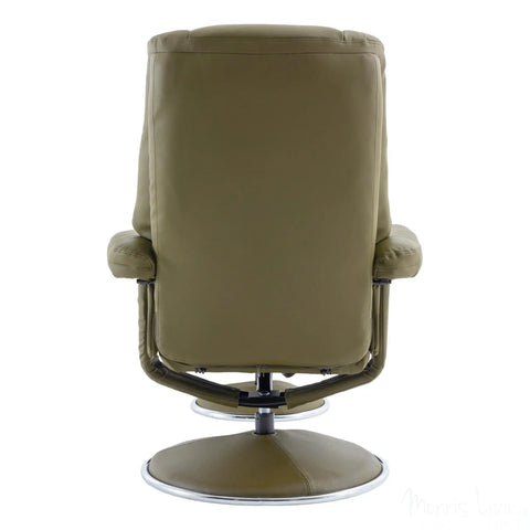 The Denver - Swivel Recliner Chair & Matching Footstool in Olive Green Genuine Leather Match Morris Living - image 8