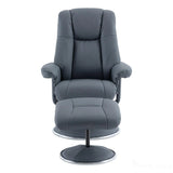 The Denver - Swivel Recliner Chair & Matching Footstool in Petrol Blue Genuine Leather Match Morris Living - thumbnail 3