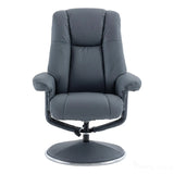 The Denver - Swivel Recliner Chair & Matching Footstool in Petrol Blue Genuine Leather Match Morris Living - thumbnail 4
