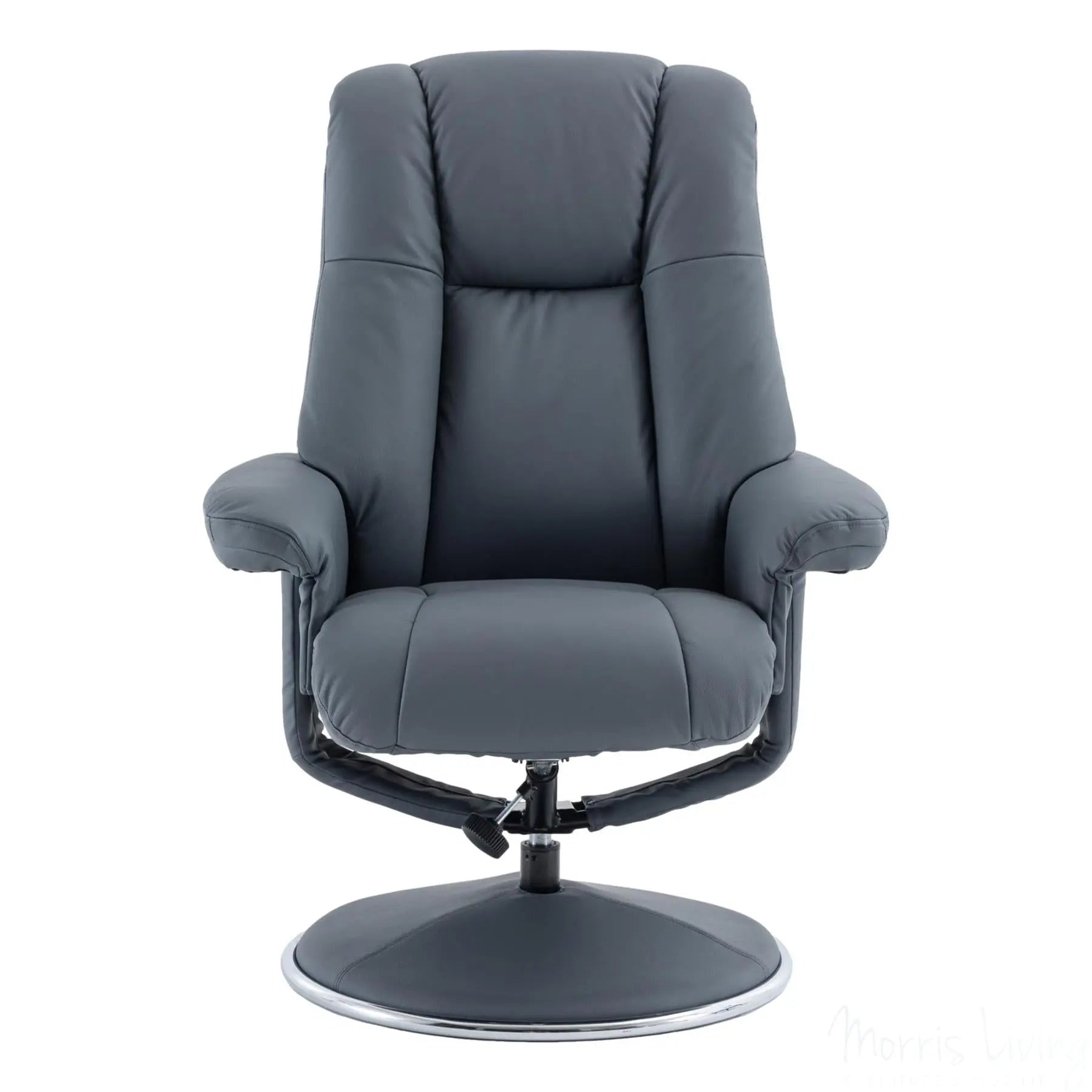 The Denver - Swivel Recliner Chair & Matching Footstool in Petrol Blue Genuine Leather Match Morris Living