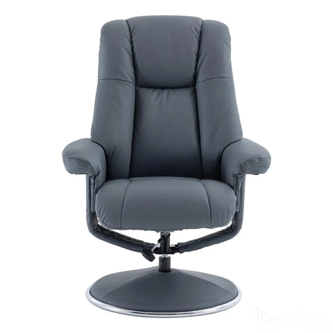 The Denver - Swivel Recliner Chair & Matching Footstool in Petrol Blue Genuine Leather Match Morris Living - image 4