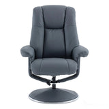 The Denver - Swivel Recliner Chair & Matching Footstool in Petrol Blue Genuine Leather Match Morris Living