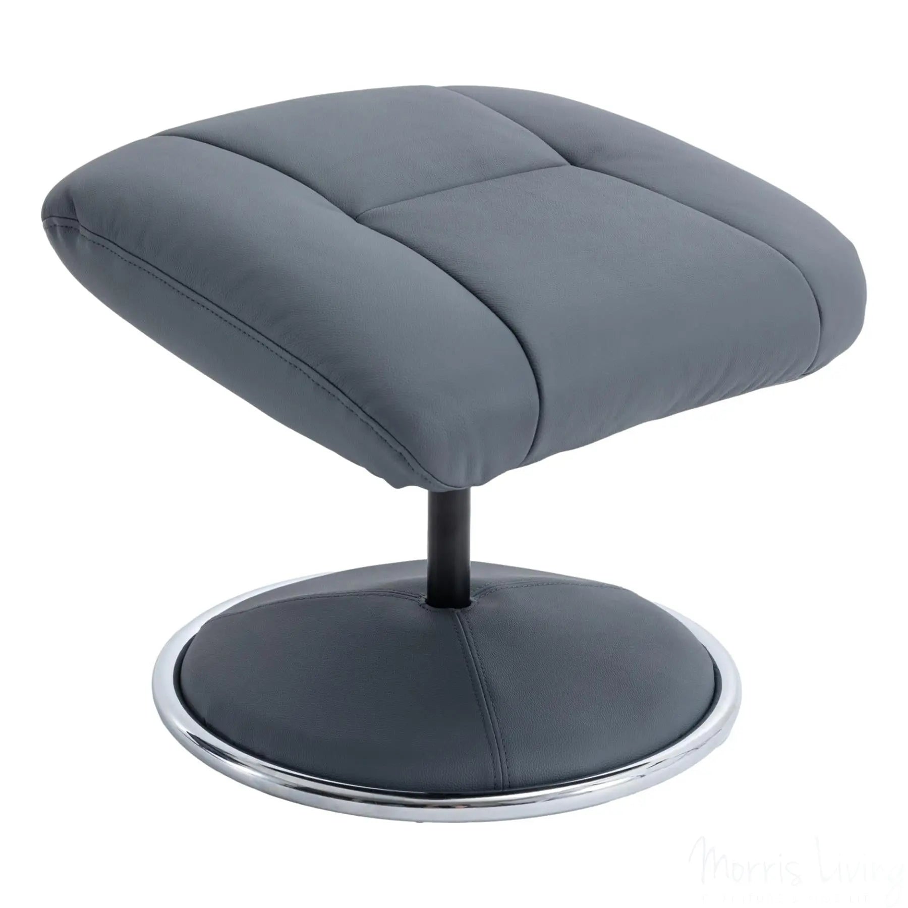 The Denver - Swivel Recliner Chair & Matching Footstool in Petrol Blue Genuine Leather Match Morris Living