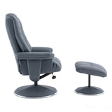 The Denver - Swivel Recliner Chair & Matching Footstool in Petrol Blue Genuine Leather Match Morris Living - thumbnail 6