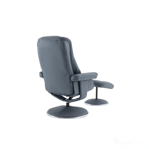 The Denver - Swivel Recliner Chair & Matching Footstool in Petrol Blue Genuine Leather Match Morris Living - image 8