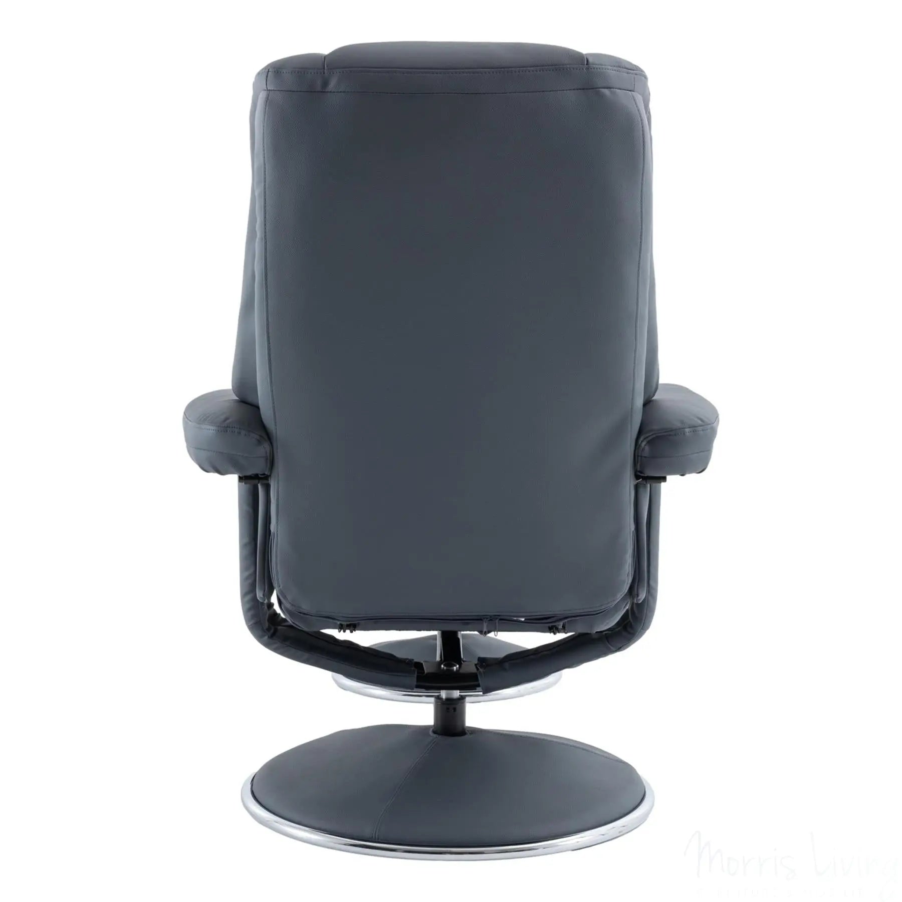 The Denver - Swivel Recliner Chair & Matching Footstool in Petrol Blue Genuine Leather Match Morris Living