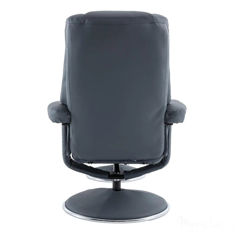 The Denver - Swivel Recliner Chair & Matching Footstool in Petrol Blue Genuine Leather Match Morris Living - image 9