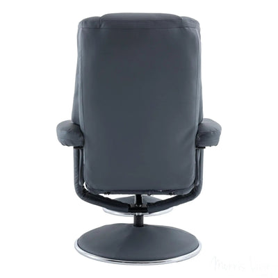 The Denver - Swivel Recliner Chair & Matching Footstool in Petrol Blue Genuine Leather Match Morris Living