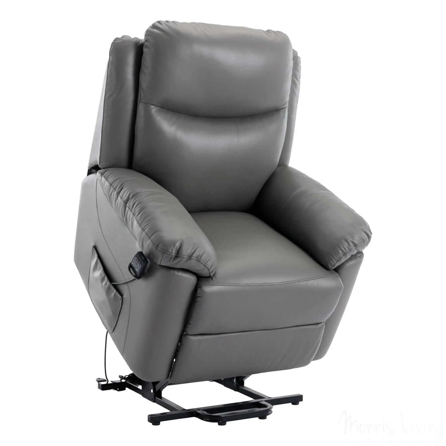 The Devon - Dual Motor Mobility Riser Recliner Arm Chair - Grey Genuine Leather - Refurbished Morris Living